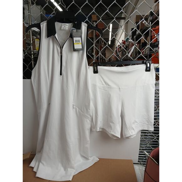 NEW w Defect Callaway Women’s Racerback Flounce Golf Dress White Size Medium - Picture 3 of 6